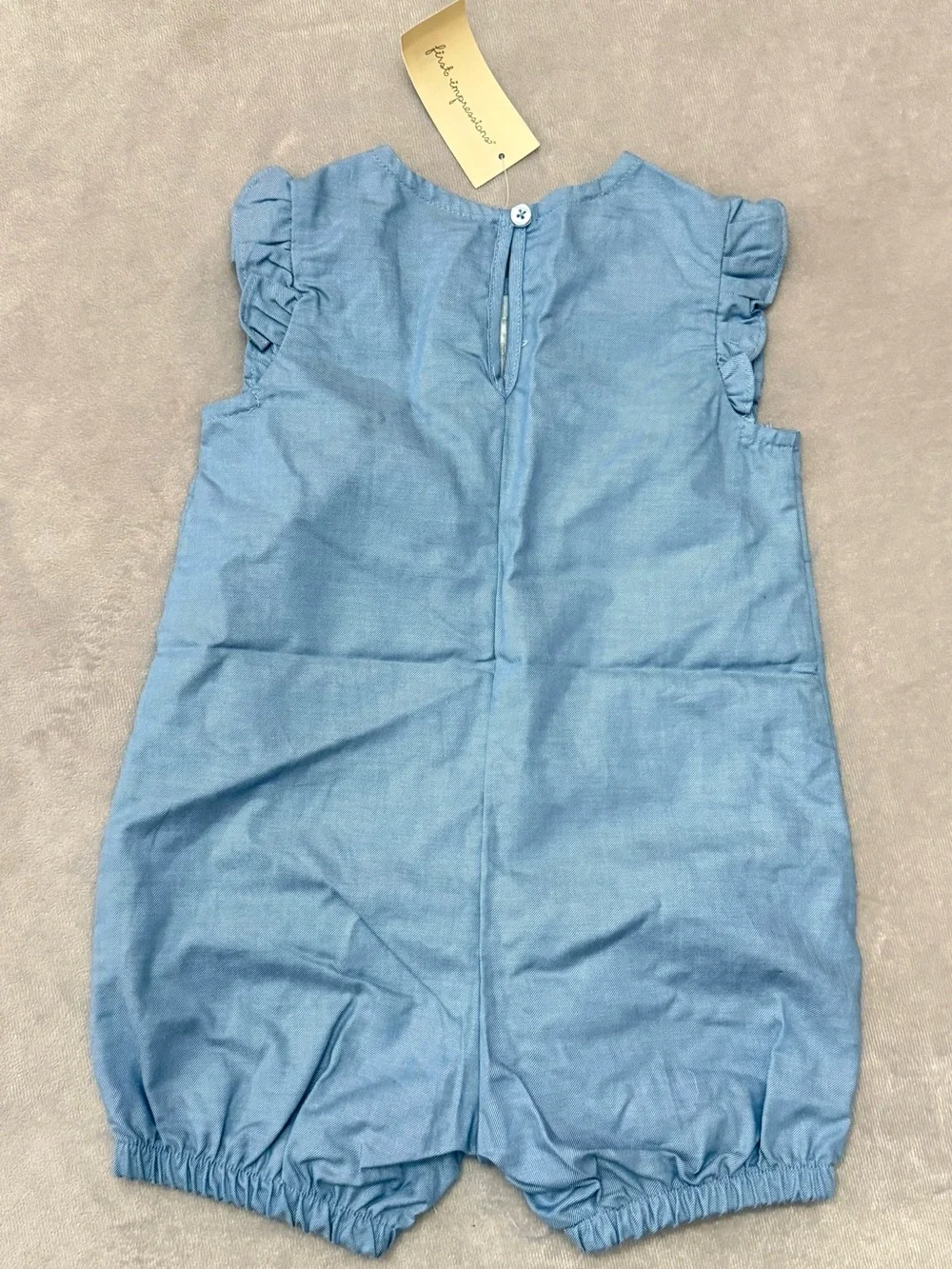 First Impressions Baby Girl Floral Embroidered Sunsuit Romper Light Wash 24M NWT